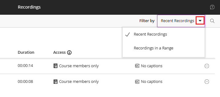 Class Collaborate Recording options