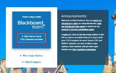 Blackboard Login Screen
