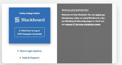 Blackboard Login Screen