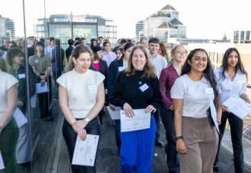 Student celebrating at Trinity Career Skills Award ceremony