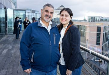 Student posing with her parent at Trinity Career Skills Award ceremony