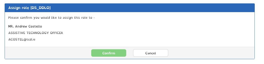 a image of SITs page where the DLo onfirms there selction of the new member of staff to be added