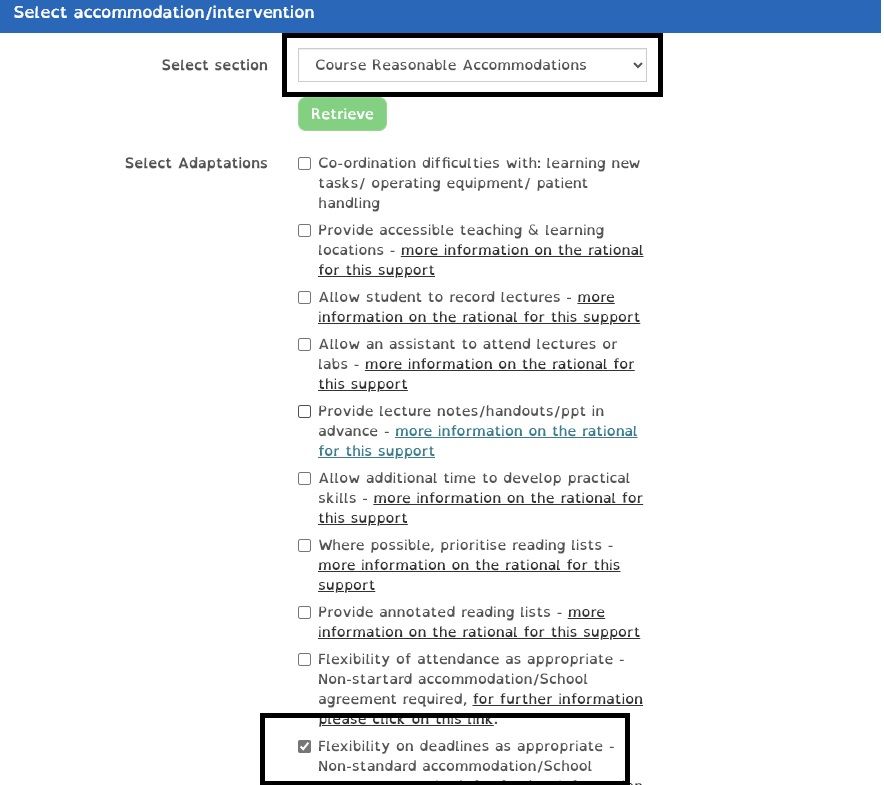 SITS - Course accommodations