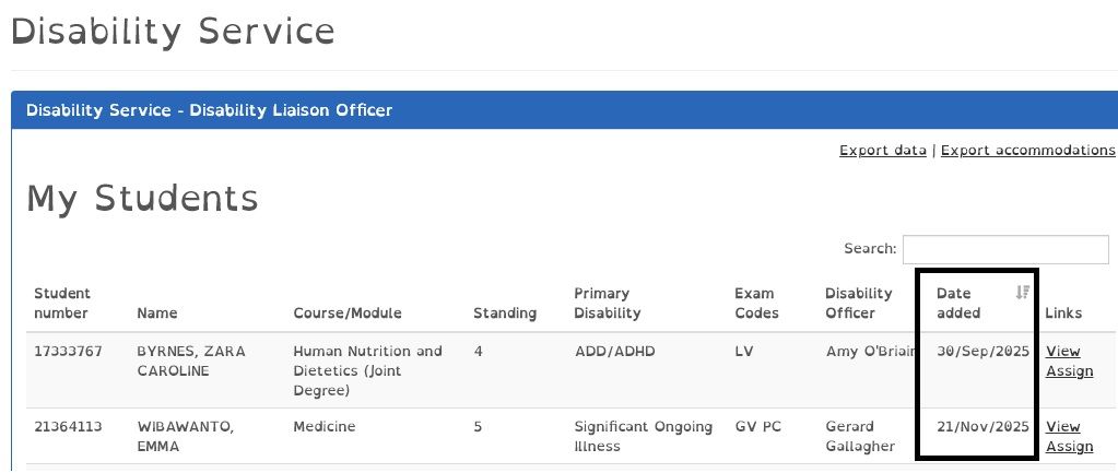 a view of SITS and date added field added