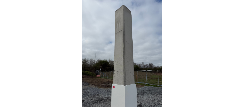 an image of Biomass ash concrete column poured on site by Roadstone