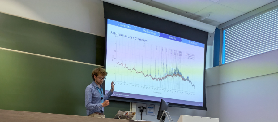 An image of Craig Gillespie presenting at the Quiet Drones Conference