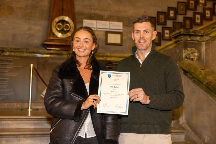 A photo of Ella Quinn, winner of the Atkins Prize with Prof Monaghan