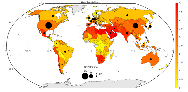 An image of Water Scarcity as a function of GDP
