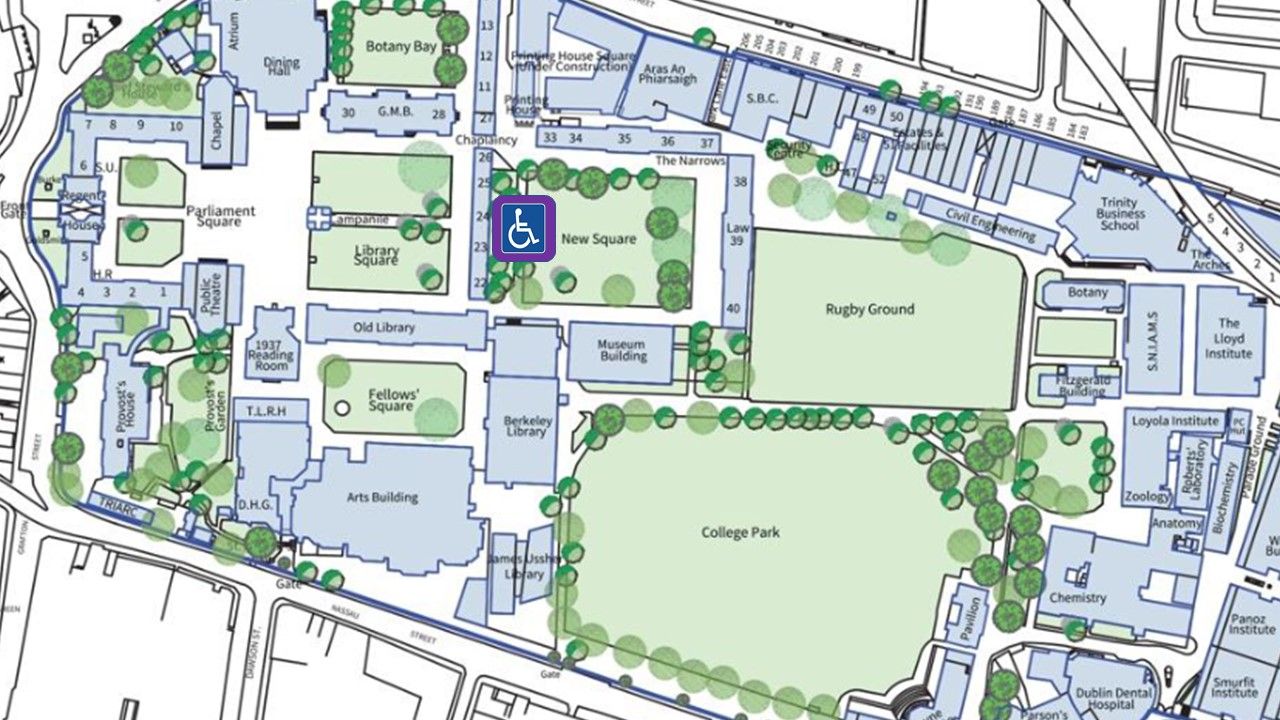 Parking map of Trinity College Dublin