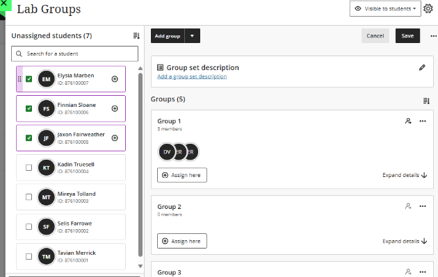 assigning members options