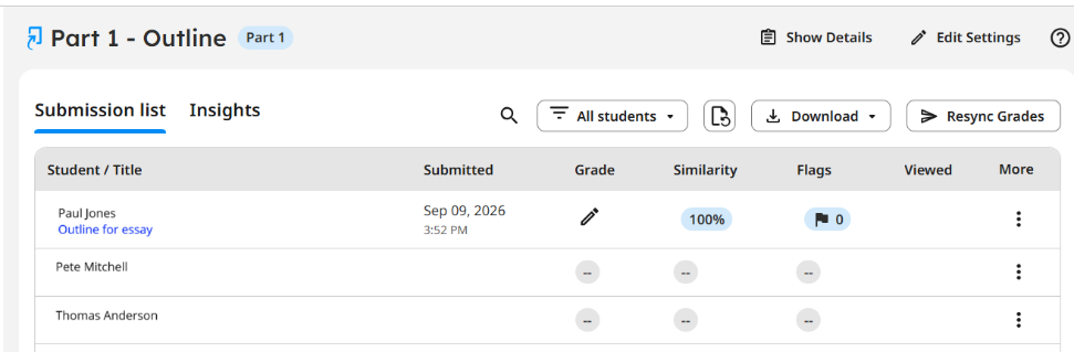 14-part submission list with submission