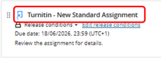 1 - Turnitin Assignment appearing in Module Content scrnshot