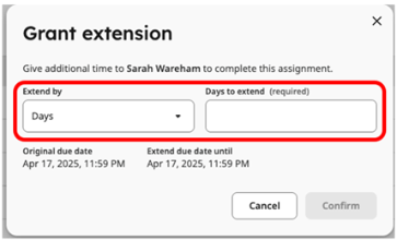 3 - Turnitin New Standard Assignment Grant Extension options scrnshot