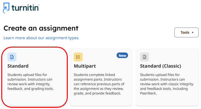 3_4 - Turnitin New Standard Assignment option scrnshot