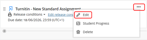4 - Turnitin Edit Settings option in Module Content scrnshot