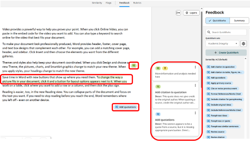 8 - Turnitin New Standard Assignment In-Margin feedback display scrnshot