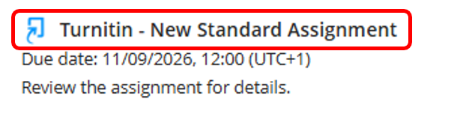 1 - New Standard Assignment link on module content page scrnshot