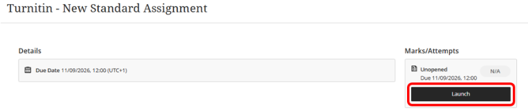 2 - New Standard Assignment link launch button scrnshot