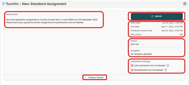 3 - New Standard Assignment assignment details panel scrnshot