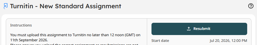 9 - New Standard Assignment resubmit button scrnshot