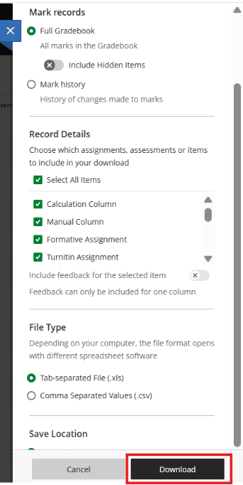 Download Marks Panel
