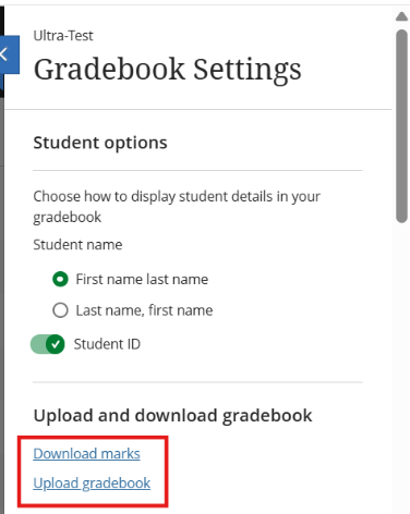 Download Upload Marks Panel