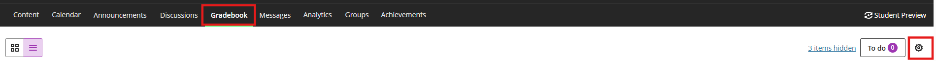 Gradebook settings