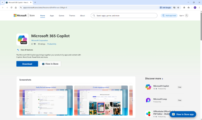 Microsoft App Store - Download Copilot
