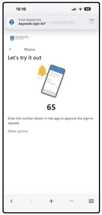 MFA approving sign-in providing number