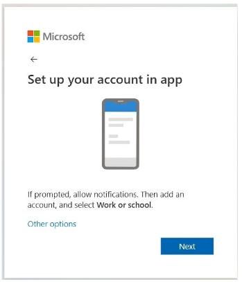 Set up account in MFA app