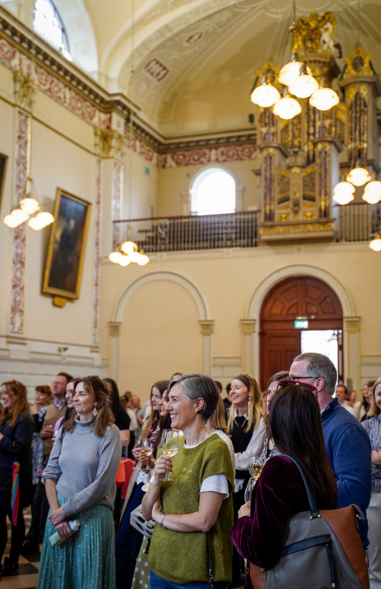 Attendees at the Languages Alumni Summer Social in the Exam Hall on 5 June 2026.