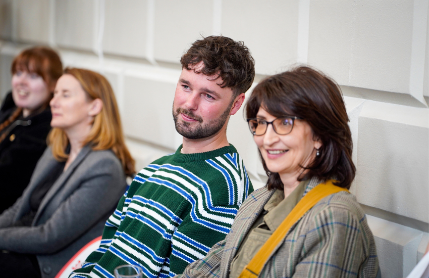 Attendees at the Languages Alumni Summer Social in the Exam Hall.