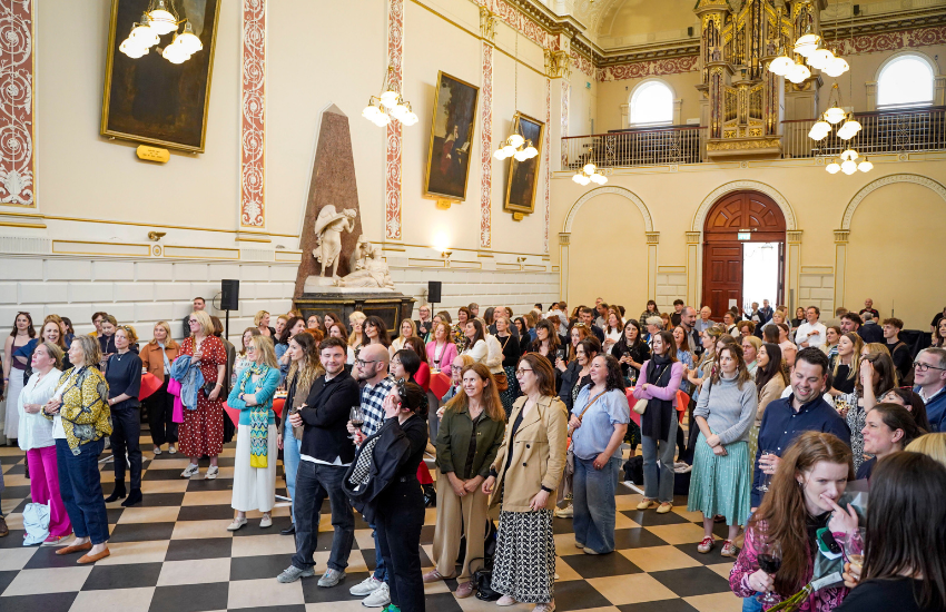 Attendees at the Languages Alumni Summer Social in the Exam Hall.