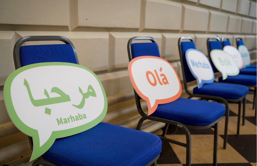 Attendees at the Languages Alumni Summer Social in the Exam Hall on 5 June 2026.