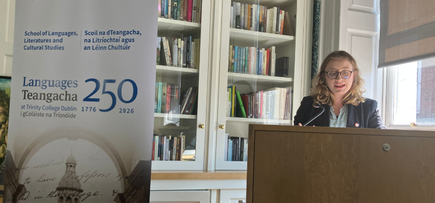 Katarzyna Stepien presenting at the Trinity Tongues conference.