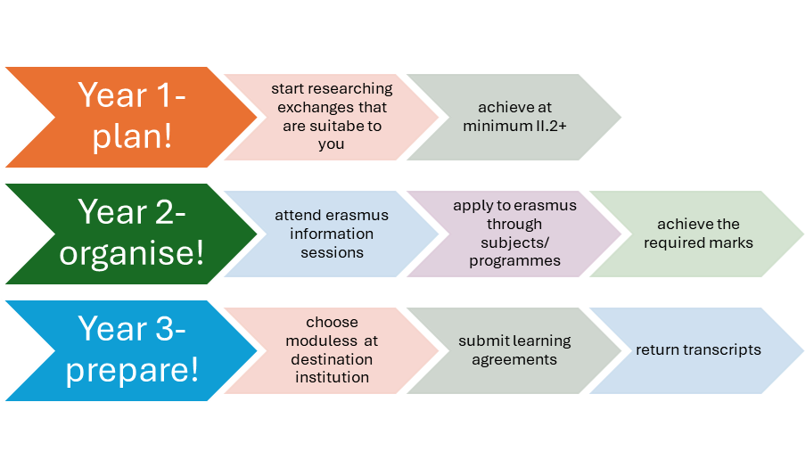 Instructional graphic planning for the Study Abroad year.