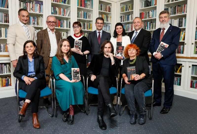 Author Paul Lynch pictured with four translators of his book 'The Bee Sting' and Ambassadors for each country.