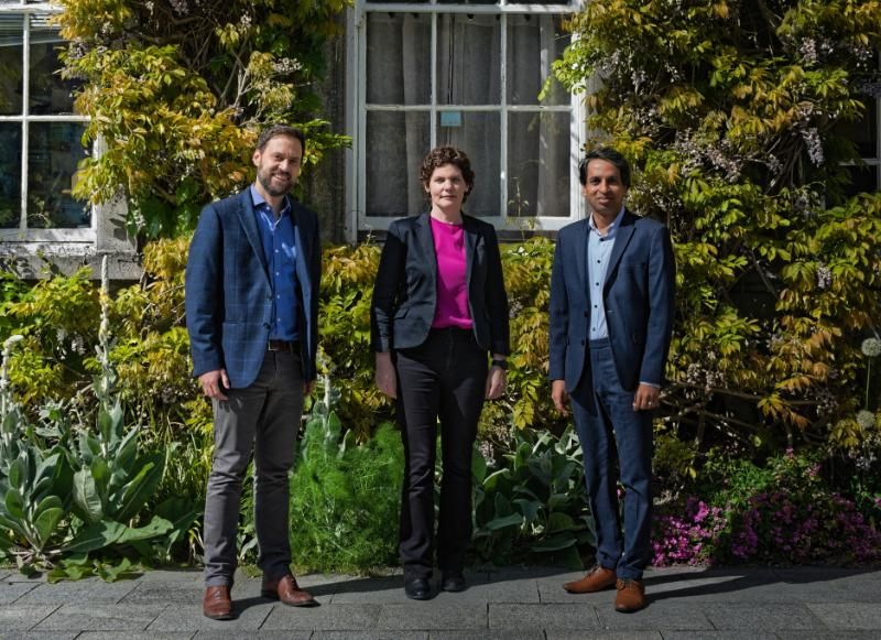 Felix Binder, Assistant Professor in Quantum Science and Course Director, MSc in Quantum Science & Technology, Trinity, Deirdre Kilbane (Director of Research, Walton Institute, SETU) and Venkatesh Kannan (Associate Director, ICHEC) in Trinity. Photo: Jakub Czartowski, Trinity.