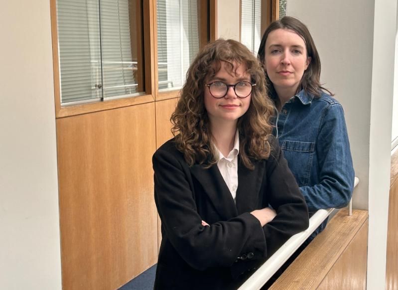 Dr Elle Loughran with Dr Maire Ni Leathlobhair in Trinity's School of Genetics and Microbiology.
