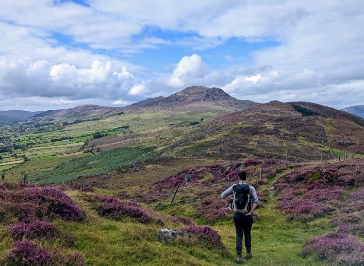 Man in a mountainous scene