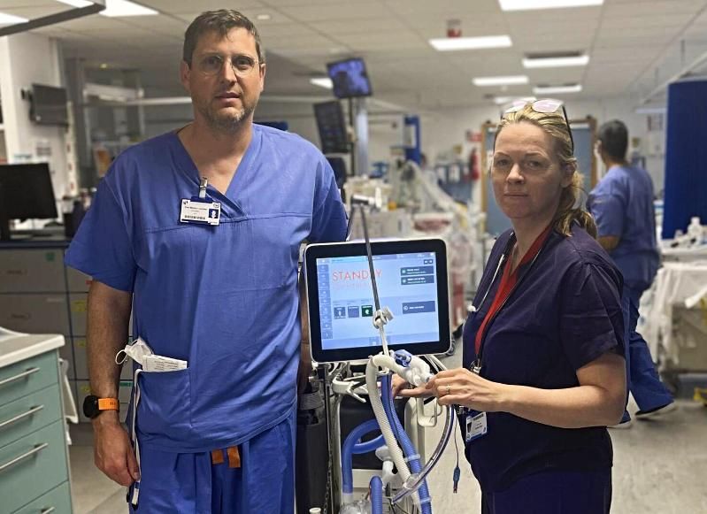 Professor Ignacio Martin-Loeches and Emily Naylor Jones in an ICU hospital ward.