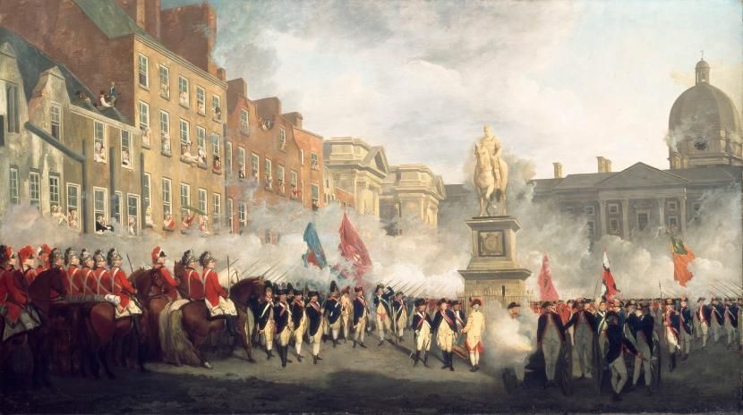The Dublin Volunteers on College Green, 4th November 1779 by Francis Wheatley.