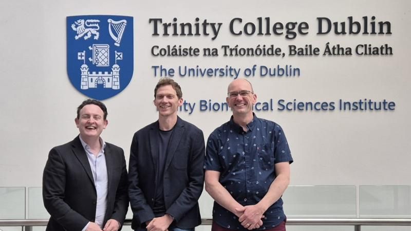 The AgriWave team in the Trinity Biomedical Sciences Institute. From left to right are Prof. Vincent Kelly; Richard Grant and Niels O'Flanagan.