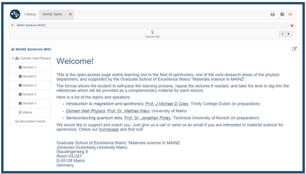 A screenshot of Prof. Coey's webpage on MOOC