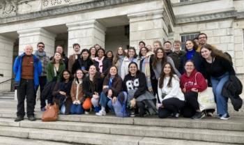 Students on the steps of Stormont