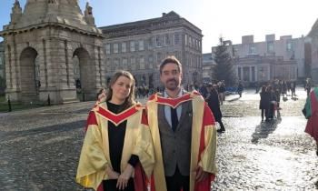 Caroline Lund pictured at graduation with supervisor Dr Brendan Browne