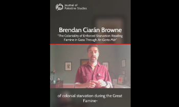 Screenshot of Brendan Browne in Journal of Palestine Studies video