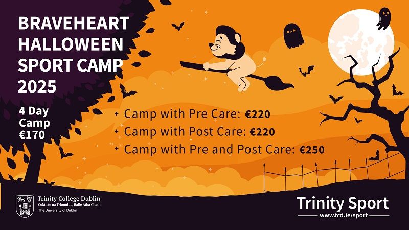 Bravehearts Halloween Camp 2025 illustrative poster with dates, times, and cost