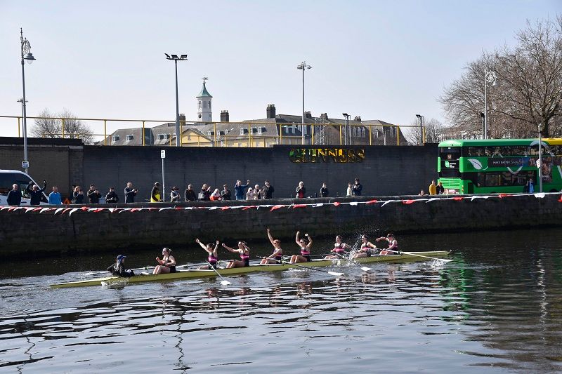 Trinity Women's Senior Eights (DULBC) celebrate their 2026 Rowing Colours win