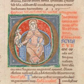 page from a medieval manuscript with medieval art work